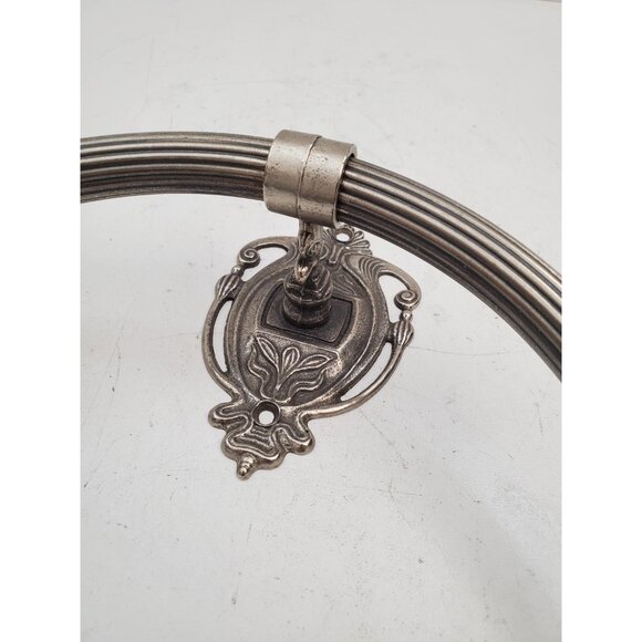 vintage Brass Towel Holder For Bathroom Wall , Engraved Towel Holder Ring, Solid - Picture 6 of 10